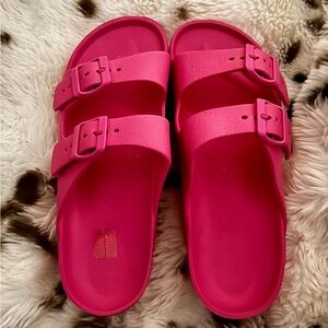 Bright Pink Double Strap Sandals
